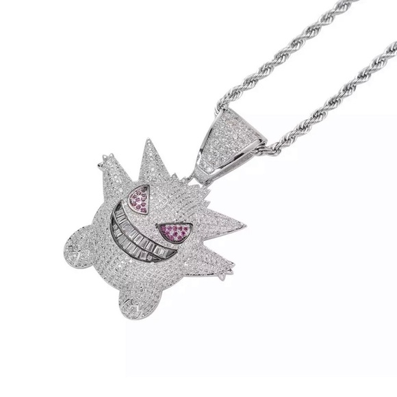 Iced Out 3D Cartoon Character Icy CZ Diamonds 14K Gold Plated Necklace - Picture 5 of 8